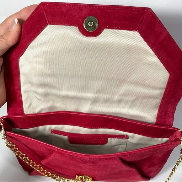 ANN TAYLOR Bella red Suede leather clutch bag - Picture 8 of 14